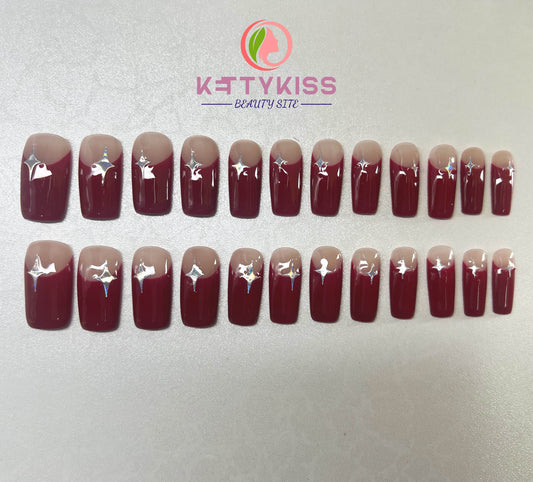 100% Handmade Kettykiss 24-Pcs Moon Crescent French Nails