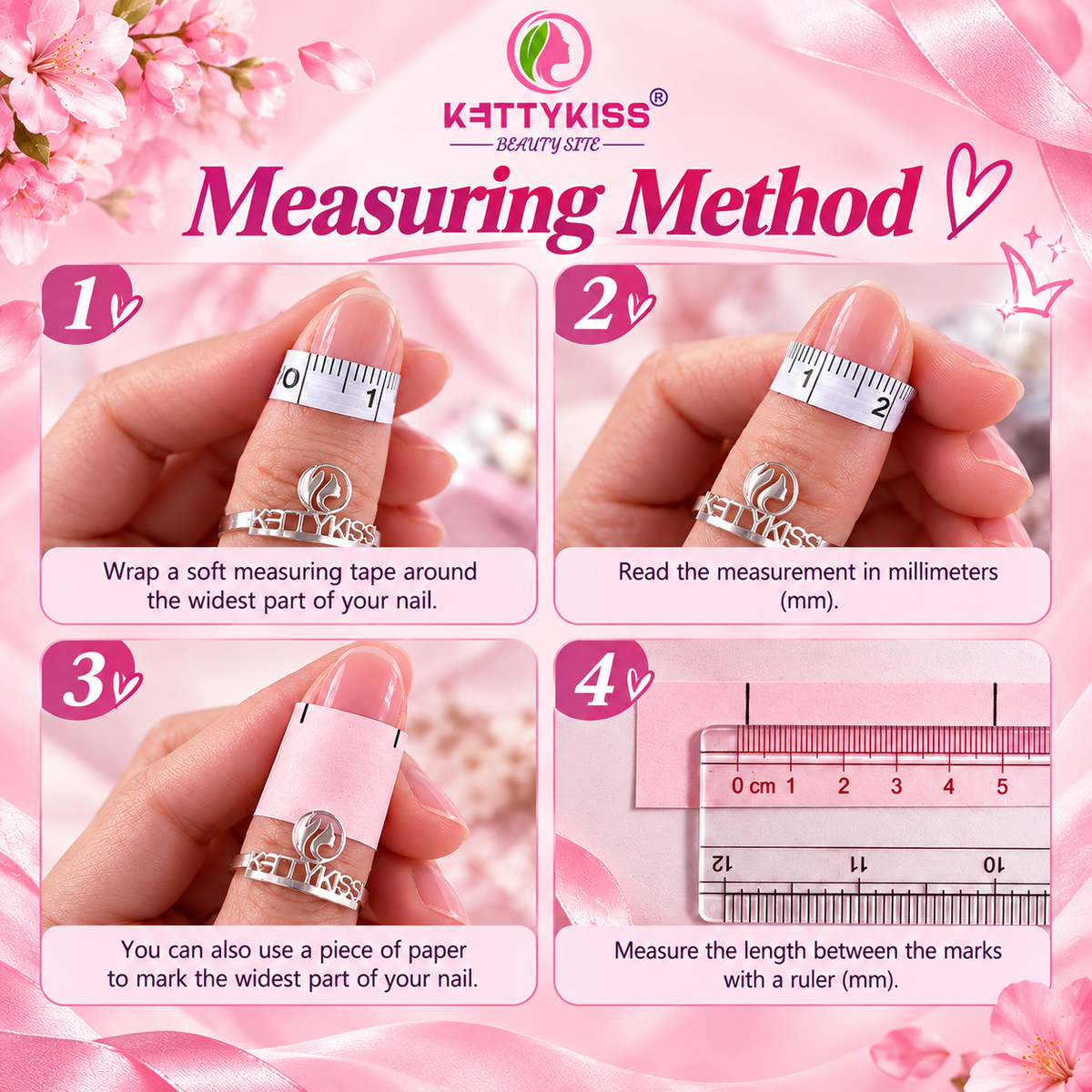 Seoul Glass Pink Aurora & Silver Details Press-On Nails Almond Nails Handmade Reusable Kettykiss Nails