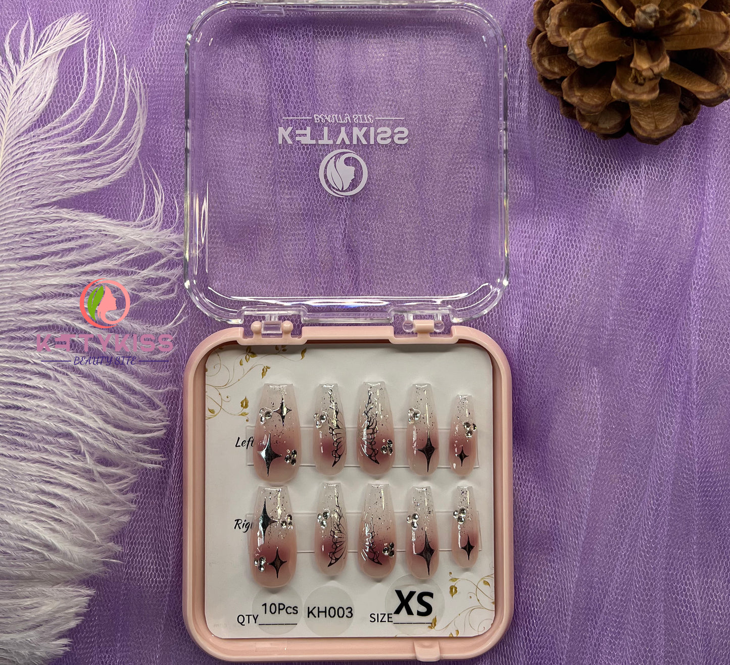 100% Handmade Kettykiss 10-Pcs KH001-030 Short Long Coffin Square