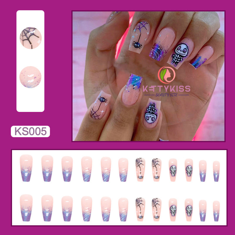 BUY 3 GET 1 FREE Kettykiss 24 Pcs KS010-289 Long Spooky & Stylish Halloween Nails