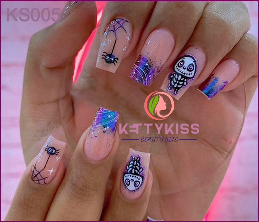 BUY 3 GET 1 FREE Kettykiss 24 Pcs KS010-289 Long Spooky & Stylish Halloween Nails