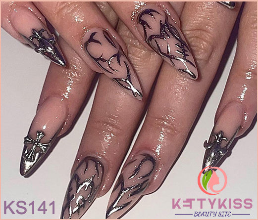 BUY 3 GET 1 FREE Kettykiss 24 Pcs KS010-289 Long Spooky & Stylish Halloween Nails