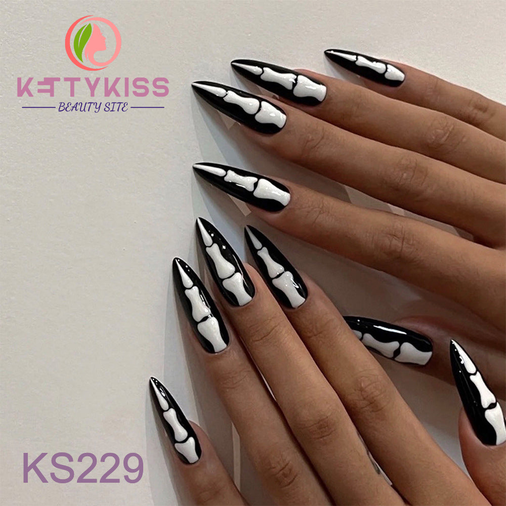 BUY 3 GET 1 FREE Kettykiss 24 Pcs KS010-289 Long Spooky & Stylish Halloween Nails