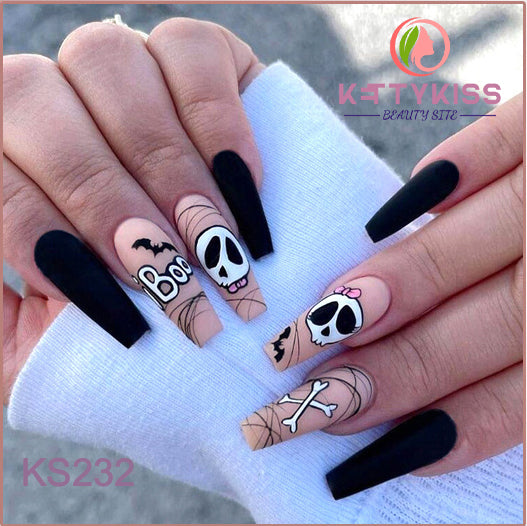BUY 3 GET 1 FREE Kettykiss 24 Pcs KS010-289 Long Spooky & Stylish Halloween Nails