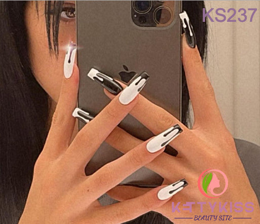BUY 3 GET 1 FREE Kettykiss 24 Pcs KS010-289 Long Spooky & Stylish Halloween Nails