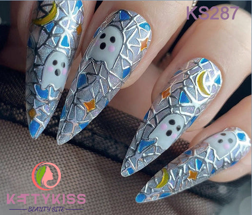 BUY 3 GET 1 FREE Kettykiss 24 Pcs KS010-289 Long Spooky & Stylish Halloween Nails