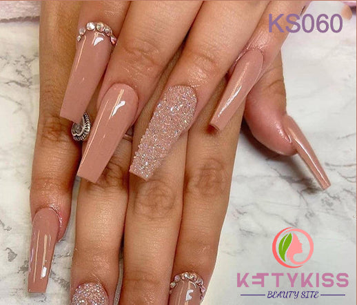 Kettykiss Press On Nails 24 Pcs KS601 Long Coffin Line Pearl Bow –  Kettykiss Nails