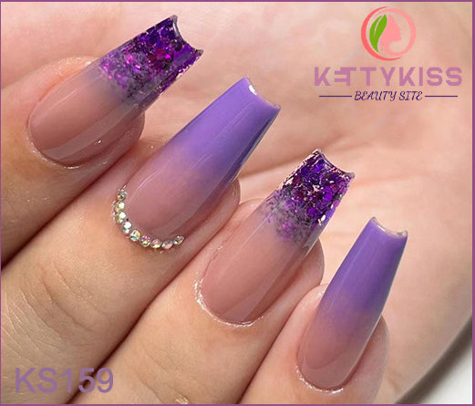 Kettykiss Press On Nails 24 Pcs KS601 Long Coffin Line Pearl Bow