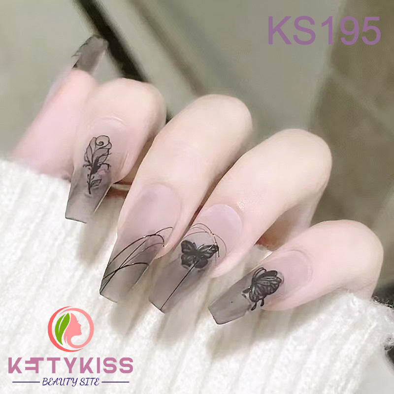 Kettykiss Press On Nails 24 Pcs KS552 Long Coffin Line Pearl Bow –  Kettykiss Nails