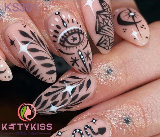 BUY 3 GET 1 FREE Kettykiss 24 Pcs KS301-428 Long Spooky & Stylish Halloween Nails