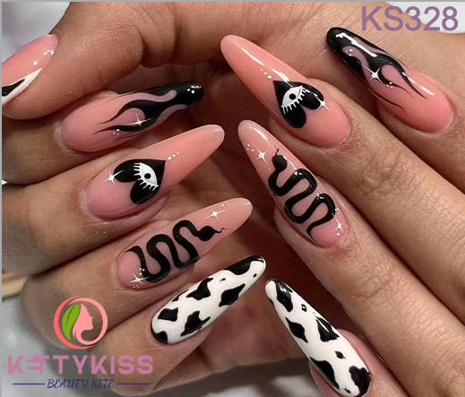 BUY 3 GET 1 FREE Kettykiss 24 Pcs KS301-428 Long Spooky & Stylish Halloween Nails