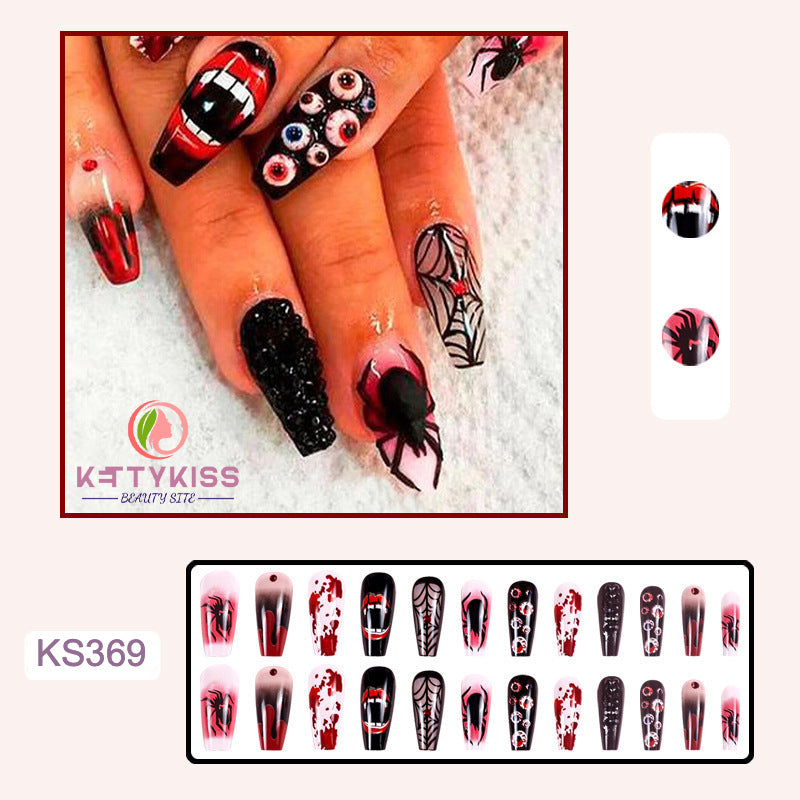 BUY 3 GET 1 FREE Kettykiss 24 Pcs KS301-428 Long Spooky & Stylish Halloween Nails