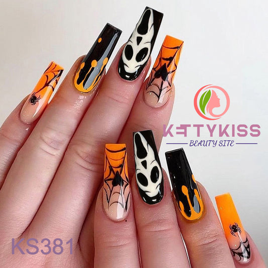 BUY 3 GET 1 FREE Kettykiss 24 Pcs KS301-428 Long Spooky & Stylish Halloween Nails