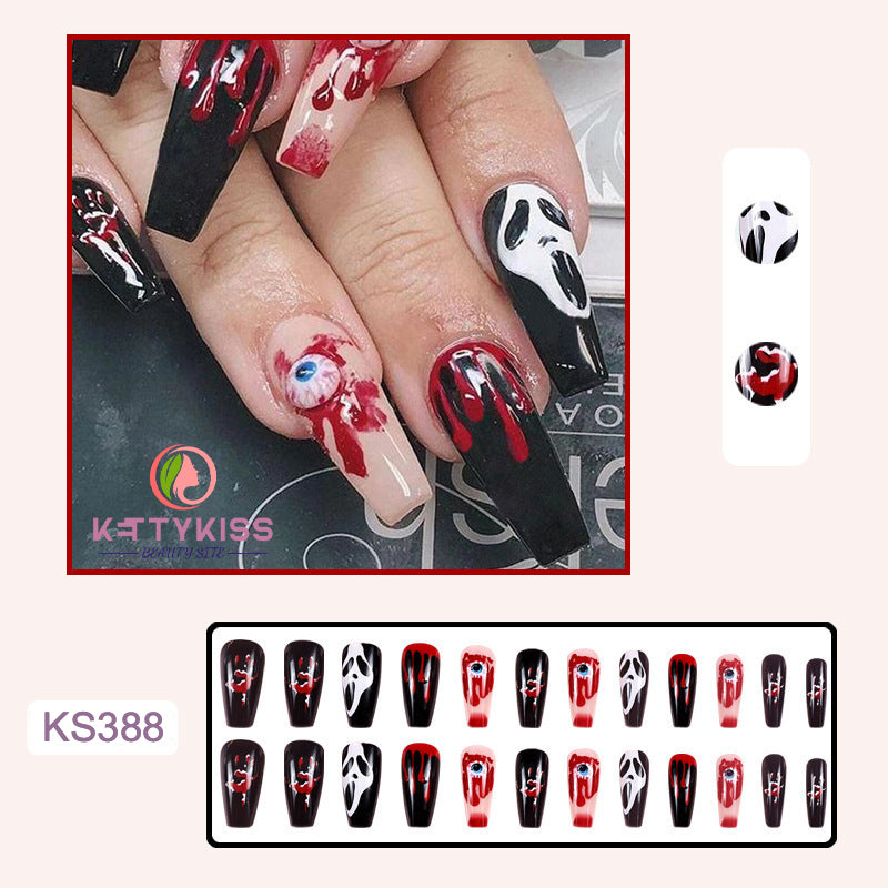 BUY 3 GET 1 FREE Kettykiss 24 Pcs KS301-428 Long Spooky & Stylish Halloween Nails