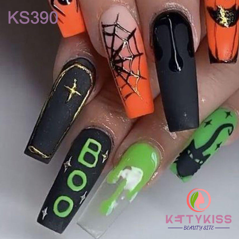 BUY 3 GET 1 FREE Kettykiss 24 Pcs KS301-428 Long Spooky & Stylish Halloween Nails