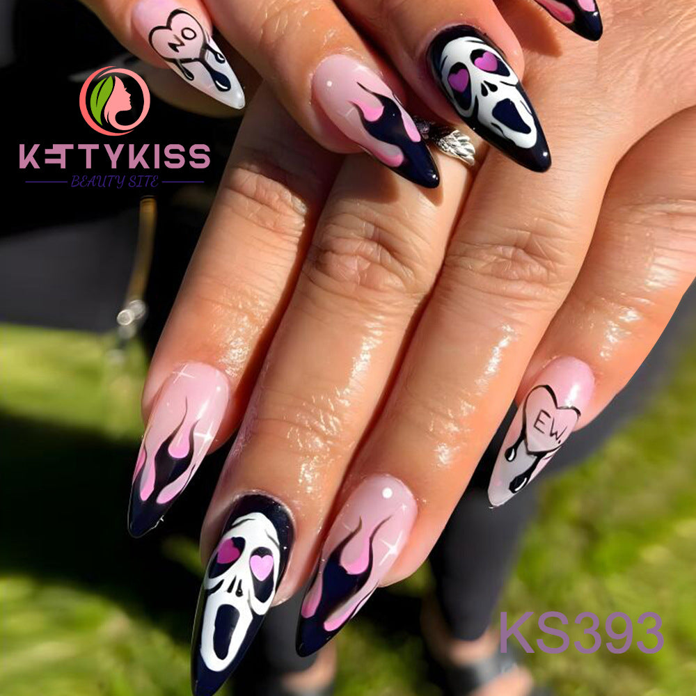 BUY 3 GET 1 FREE Kettykiss 24 Pcs KS301-428 Long Spooky & Stylish Halloween Nails