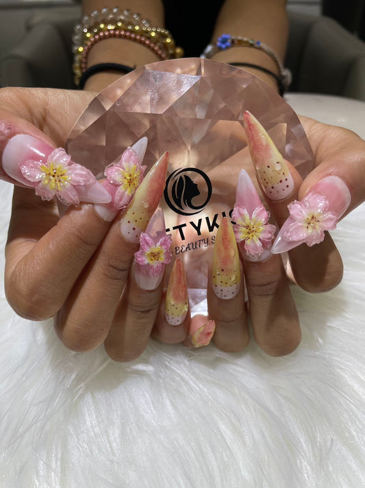 100% Handmade Kettykiss 24Pcs/10 Pcs Nails Customize 3D Flowers