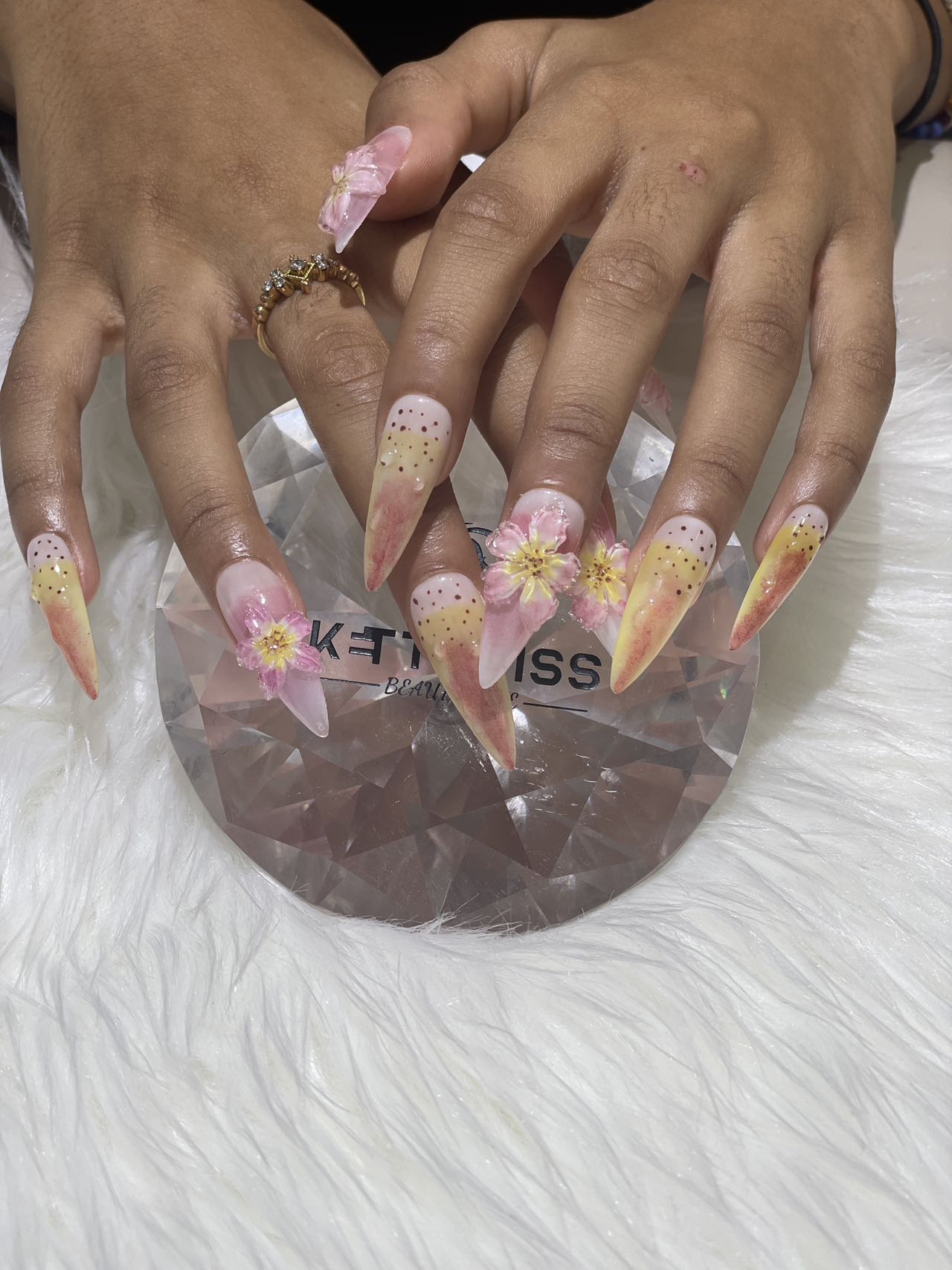 100% Handmade Kettykiss 24Pcs/10 Pcs Nails Customize 3D Flowers