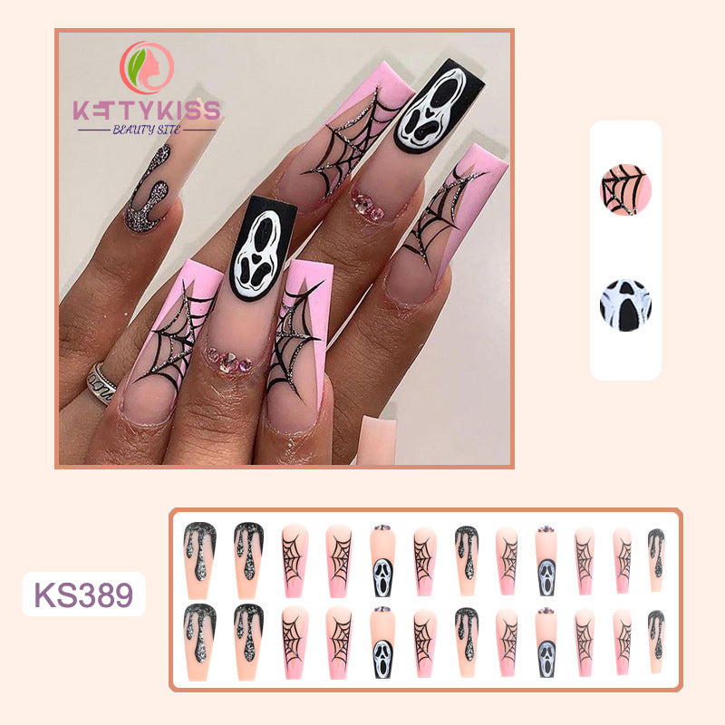 BUY 3 GET 1 FREE Kettykiss 24 Pcs KS301-428 Long Spooky & Stylish Halloween Nails